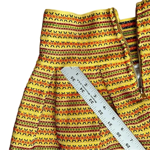 BEULAH STYLE Yellow Elastic Band Skirt Short Multicolor Stripe Lined sz L - Picture 7 of 7